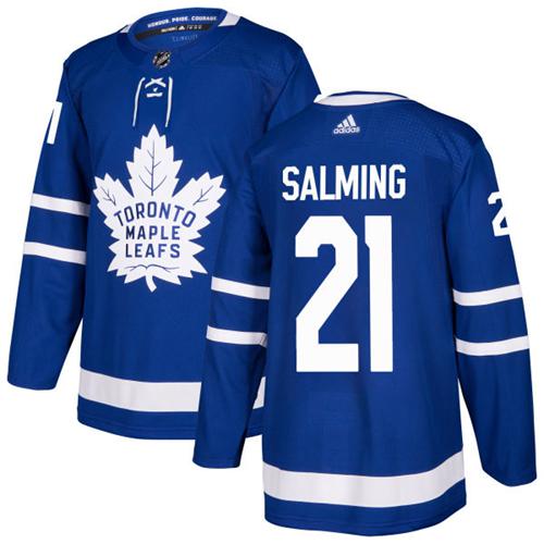 Adidas Maple Leafs #21 Borje Salming Blue Home Authentic Stitched NHL Jersey